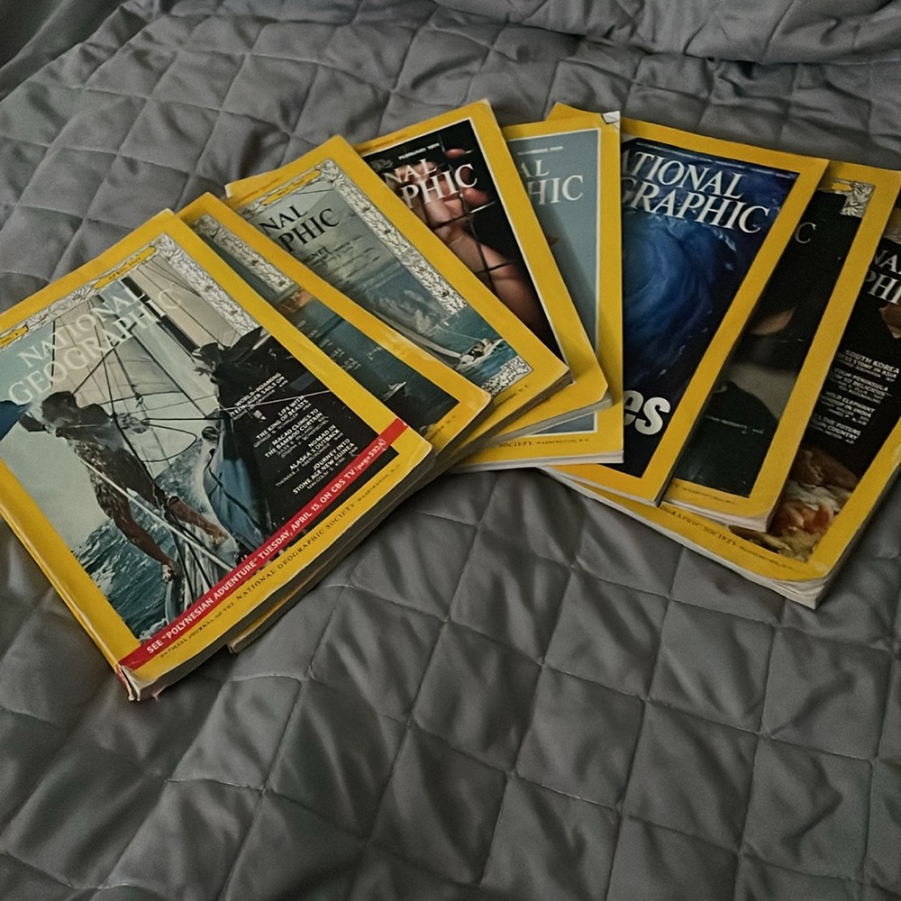 National Geographic magazines 1966,1967, 1969, 1969, 1974, 1991, and 2006